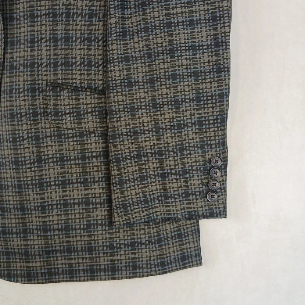 Haggar‎ XL Mens Blazer Jacket Brown Plaid 46R Modern